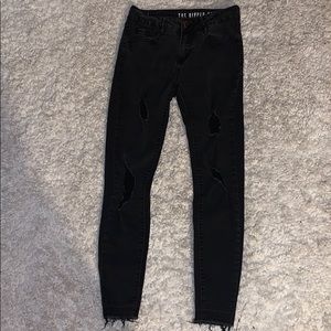 Ripped Black Cotton On Jeans